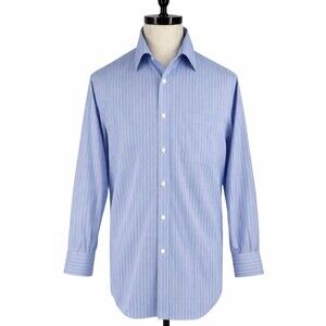 VTG Turnbull & Asser England Blue Red White Striped Shirt Sea Island Cotton